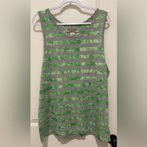 Men’s Green & Gray Striped Tank Top – 2X
